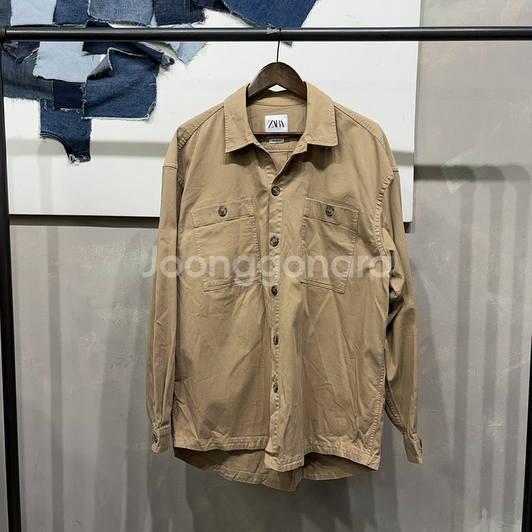 (110) 자라 ZARA 캐주얼 릴렉스드핏 투포켓 셔츠 남방--0