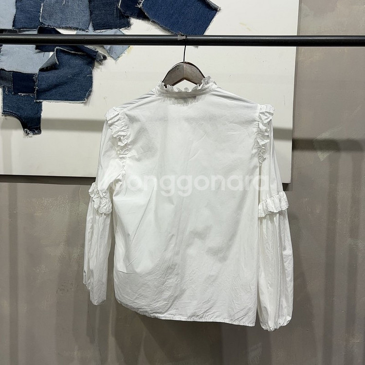 (90) 마쥬 여성 캐주얼 레이스 프릴 블라우스 셔츠--3