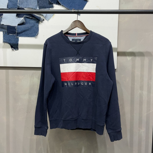 (100) 타미힐피거 캐주얼 빅프린팅 기모 맨투맨 긴팔 티