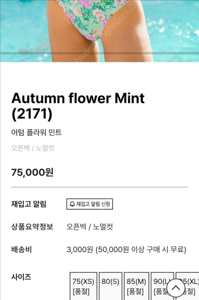 르망고 어텀 플라워 오픈백 민트 수영복 S(80) 이미지