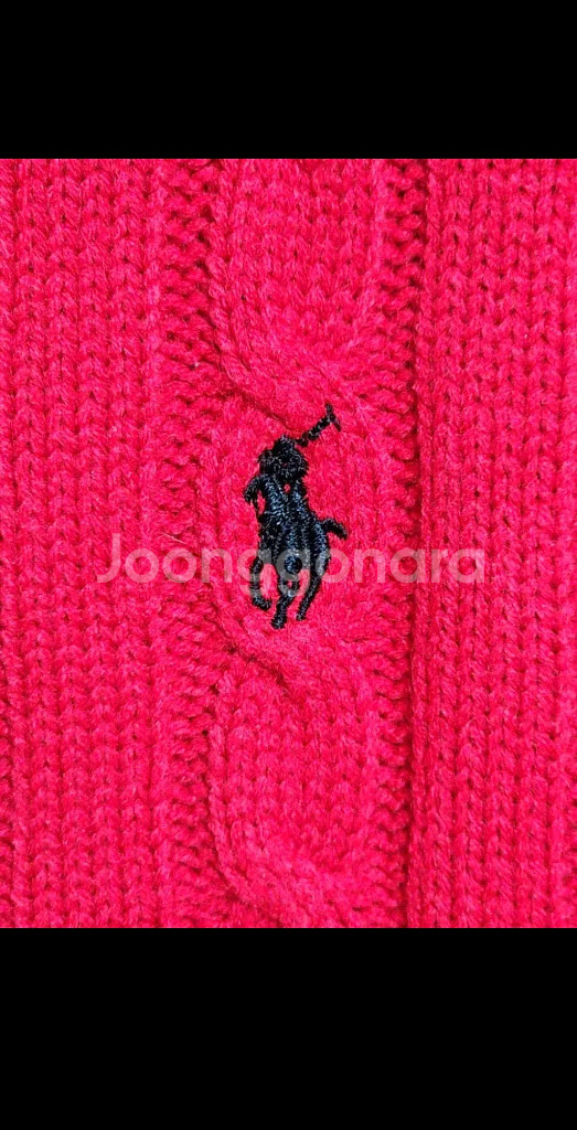 (M) 랄프로렌 폴로 케이블 니트 빨강 꽈배기 스웨터 라운드--3