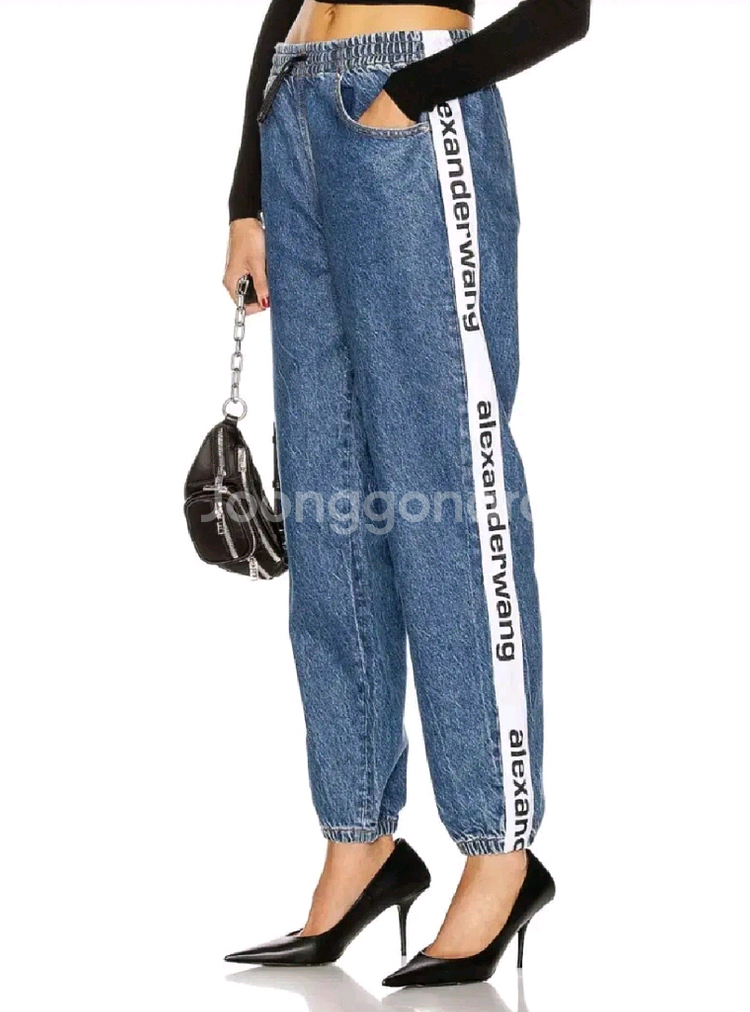 알렉산더왕 Alexander Wang 로고 패널 데님 조거팬츠 사이즈 XS--1