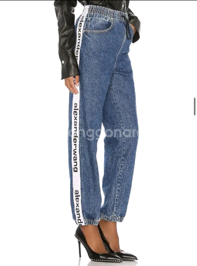 알렉산더왕 Alexander Wang 로고 패널 데님 조거팬츠 사이즈 XS--2