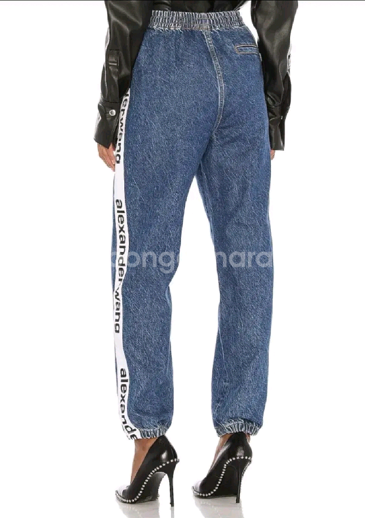 알렉산더왕 Alexander Wang 로고 패널 데님 조거팬츠 사이즈 XS--3