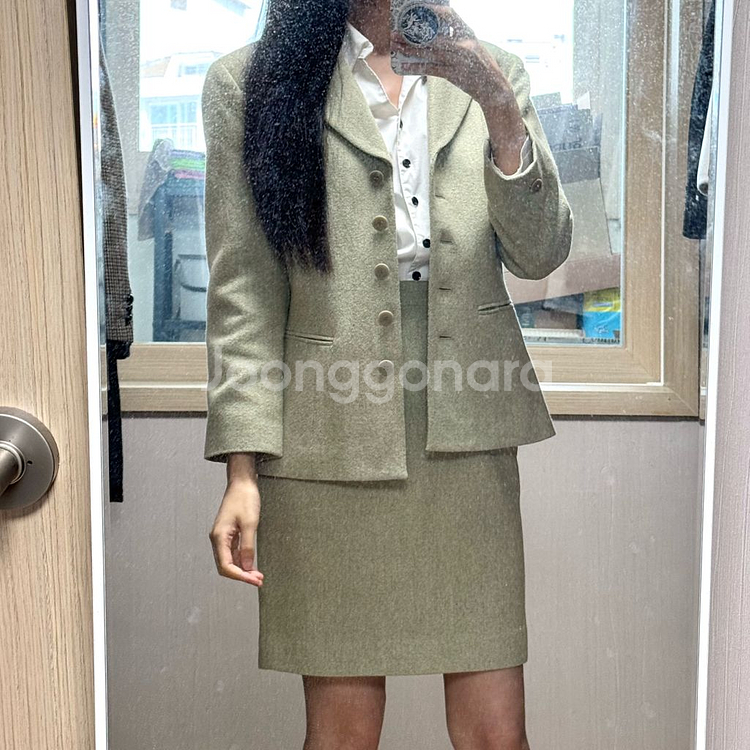 금명이 취업룩 민트 정장 셋업 투피스 자켓 스커트 세트--1