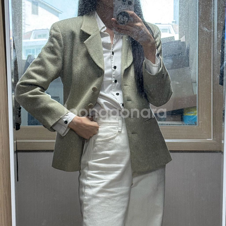 금명이 취업룩 민트 정장 셋업 투피스 자켓 스커트 세트--4