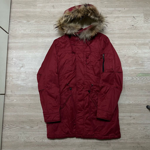 지오다노 여성 뽀글이 퍼후드 야상패딩 점퍼 [버건디] L/100