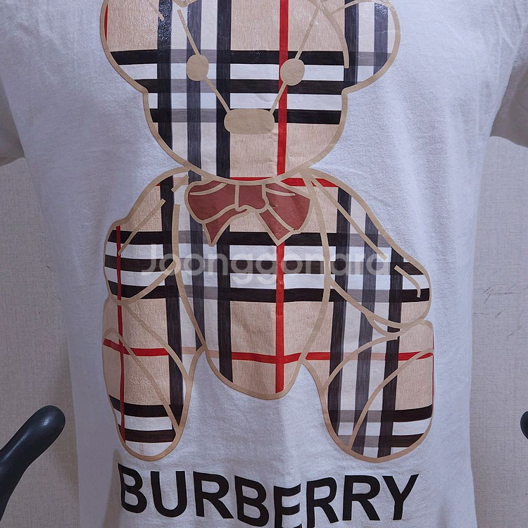 버버리 테디베어 체크 프린트 반팔 티셔츠--1