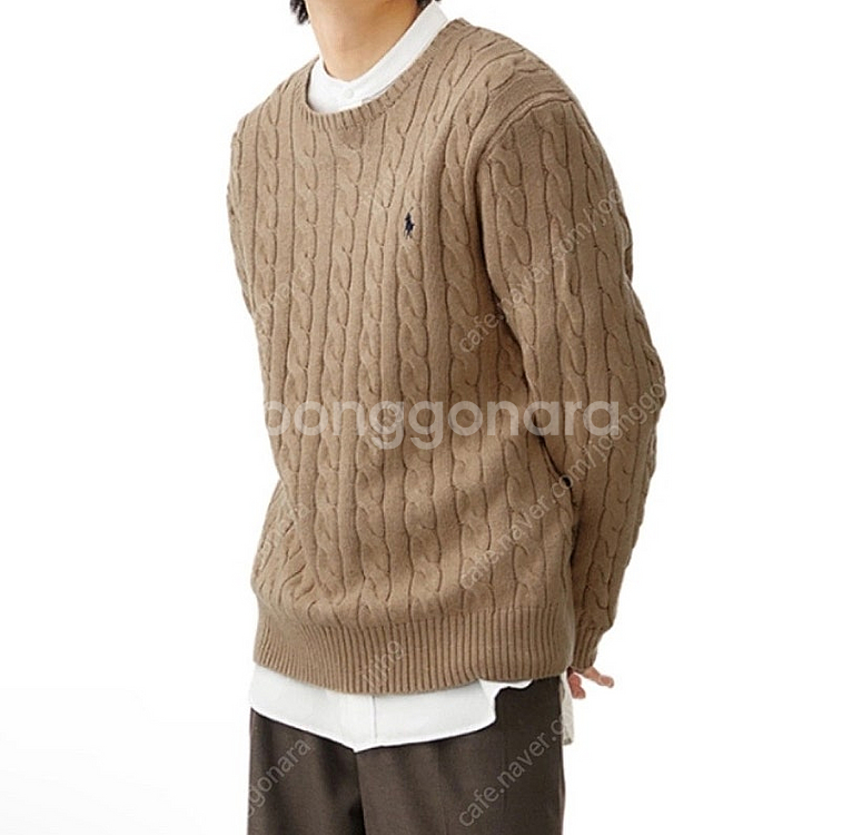 [미착용/새상품]폴로 랄프로렌 브라운 케이블니트 코튼 스웨터--5