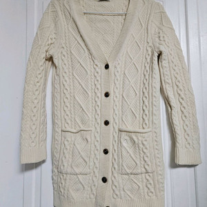 빈폴 주머니로고 모100 케이블가디건 꽈배기 니트 스웨터