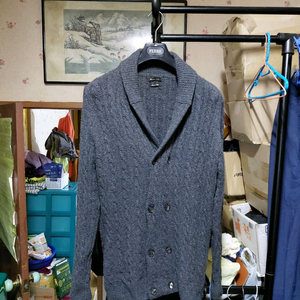 [마시모두띠]울,실크 혼방 케이블 더블 숄카라 가디건L(105)