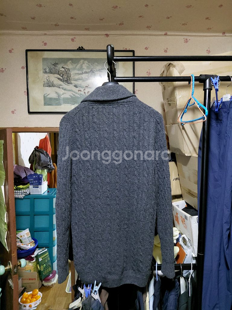 [마시모두띠]울,실크 혼방 케이블 더블 숄카라 가디건L(105)--1