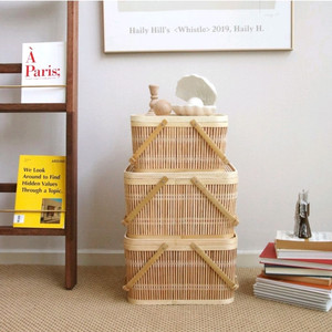 페이퍼가든 대나무 피크닉 바구니 L 소풍바구니 인테리어소품