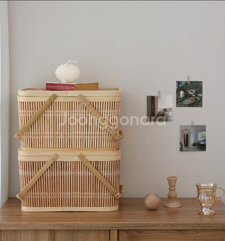 페이퍼가든 대나무 피크닉 바구니 L 소풍바구니 인테리어소품--1