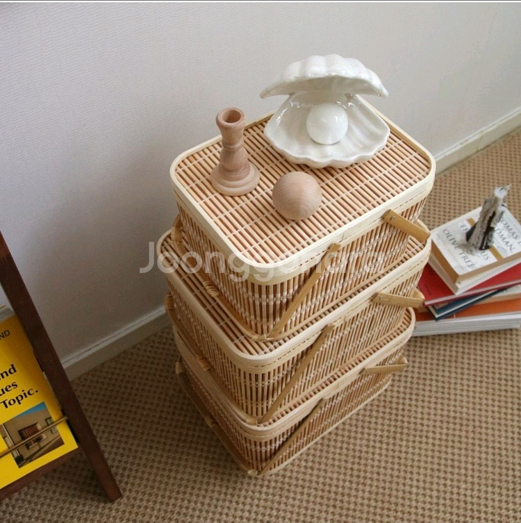 페이퍼가든 대나무 피크닉 바구니 L 소풍바구니 인테리어소품--2