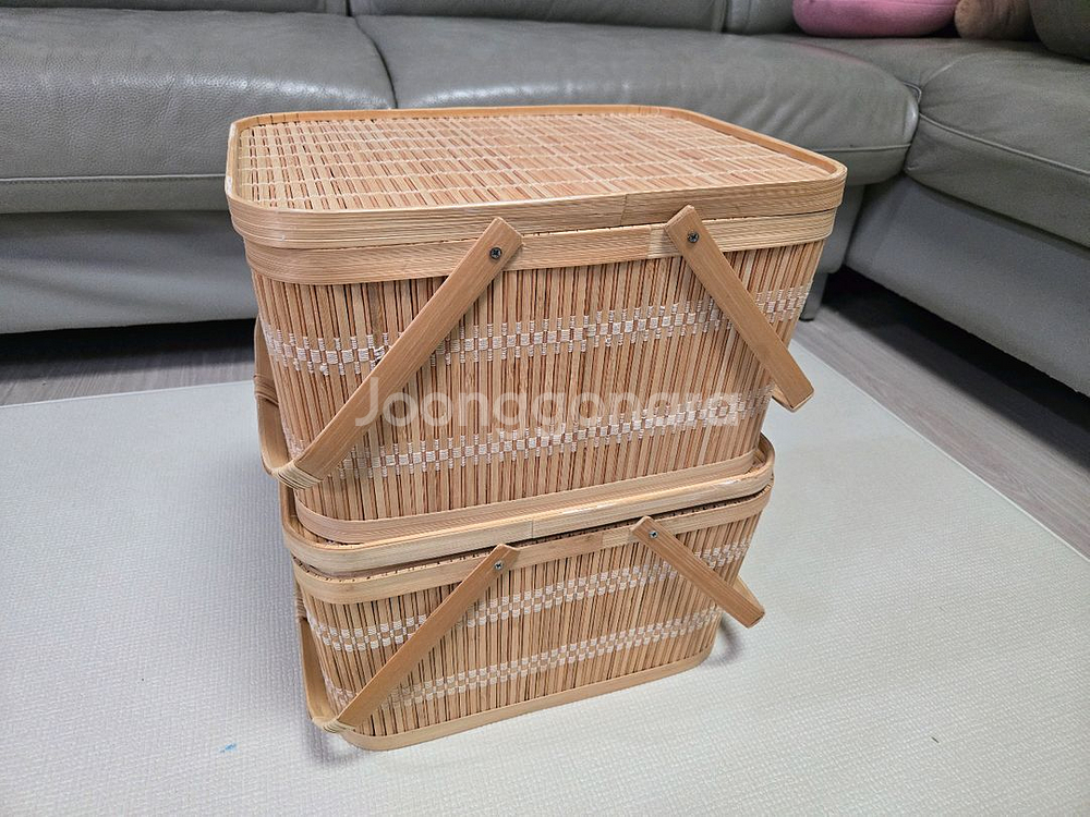 페이퍼가든 대나무 피크닉 바구니 L 소풍바구니 인테리어소품--4