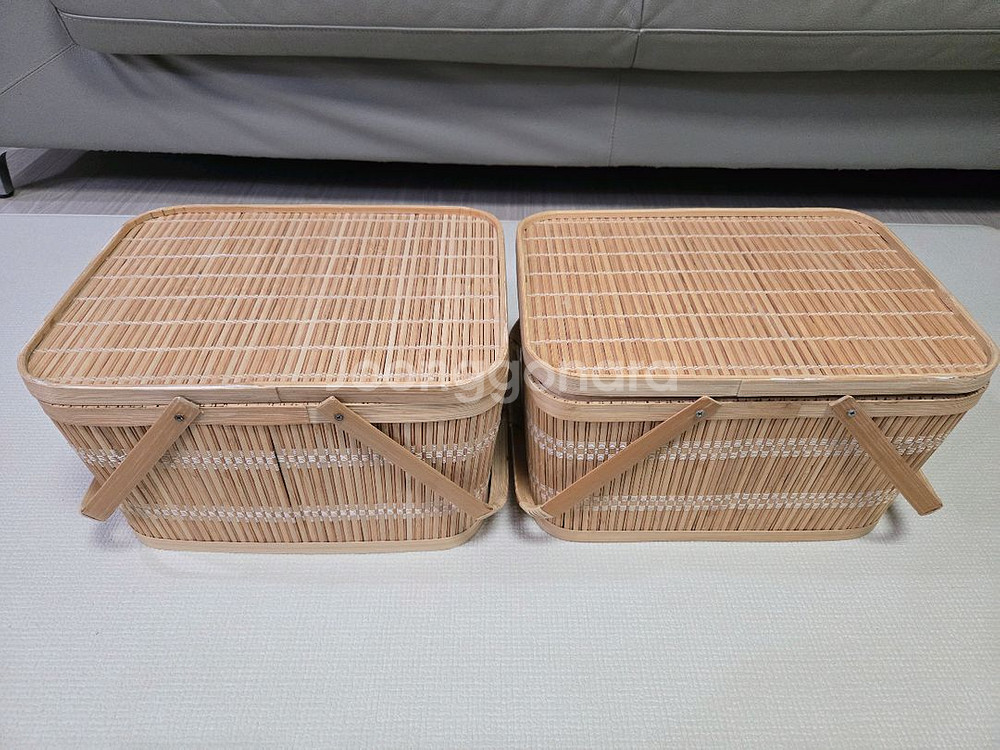 페이퍼가든 대나무 피크닉 바구니 L 소풍바구니 인테리어소품--5