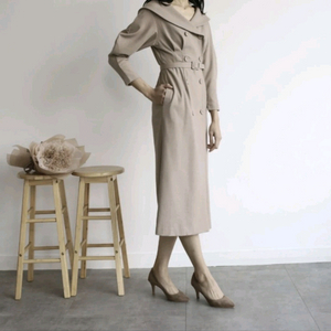 [새상품]헤링본 클래식벨트 롱하객 원피스