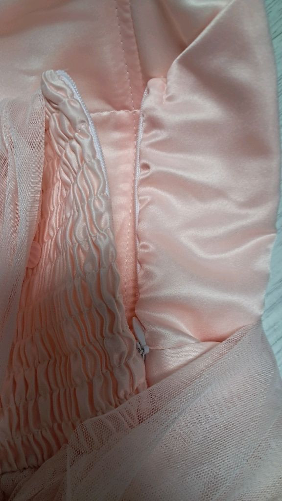 파티룩 핑크 튤 리본 장식 롱 드레스(대여비용으로 구매하세요) 이미지