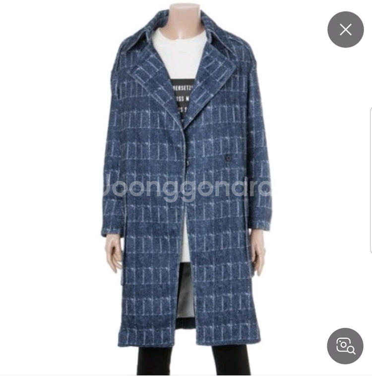 쥬시쥬디 JUICYJUDY 체크패턴 블루 롱 자켓 사이즈 85--0