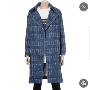 쥬시쥬디 JUICYJUDY 체크패턴 블루 롱 자켓 사이즈 85