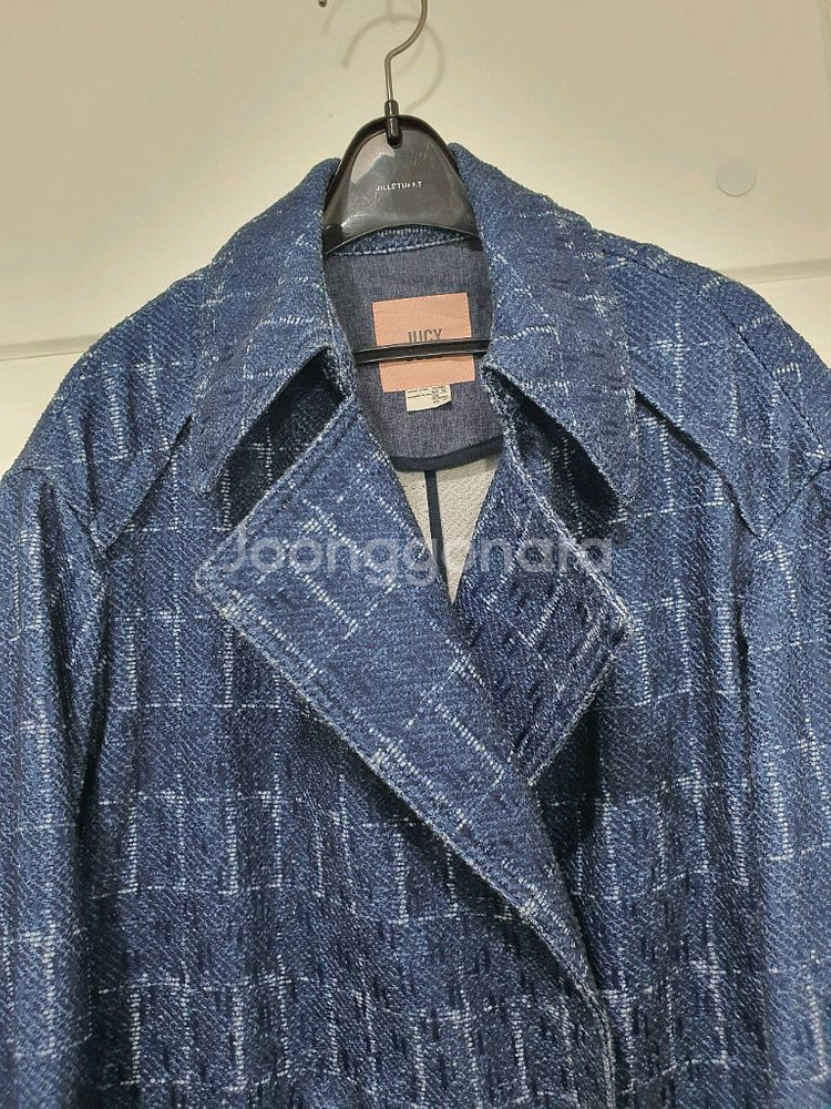 쥬시쥬디 JUICYJUDY 체크패턴 블루 롱 자켓 사이즈 85--5