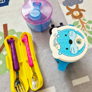 먼치킨 분유통,에디슨수저포크세트,빨대컵