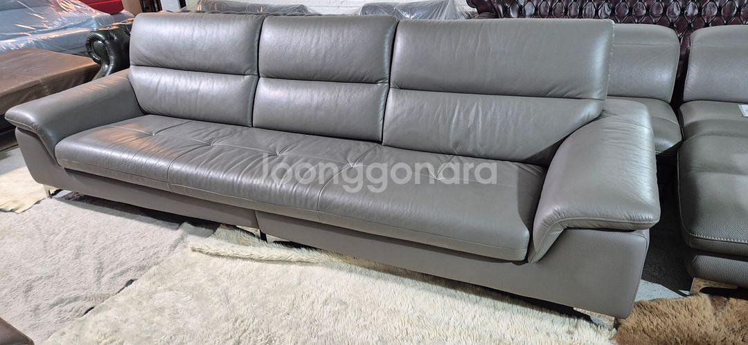 자코모 쿠시 슈렁큰 천연 통가죽 4인 소파--1