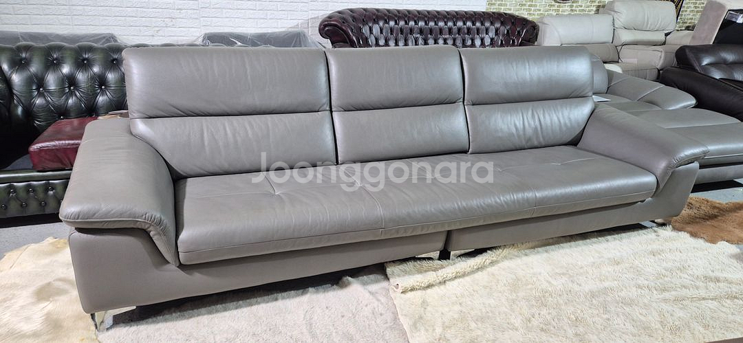 자코모 쿠시 슈렁큰 천연 통가죽 4인 소파--2