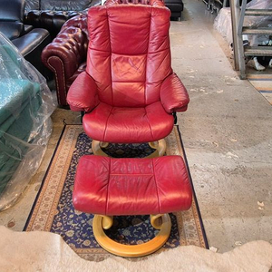 스트레스리스 메이페어 클래식 전체 천연가죽 1인 리클라이너 소파쇼파+스툴