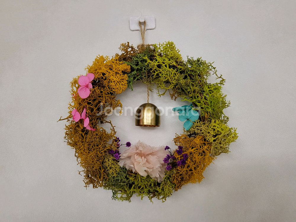 [새상품]프리저브드플라워 리스15cm(스칸디아모스,현관--0