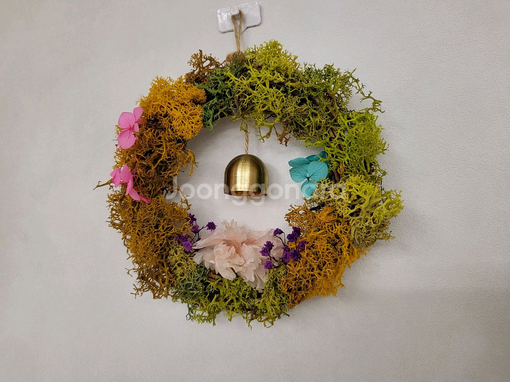 [새상품]프리저브드플라워 리스15cm(스칸디아모스,현관--2