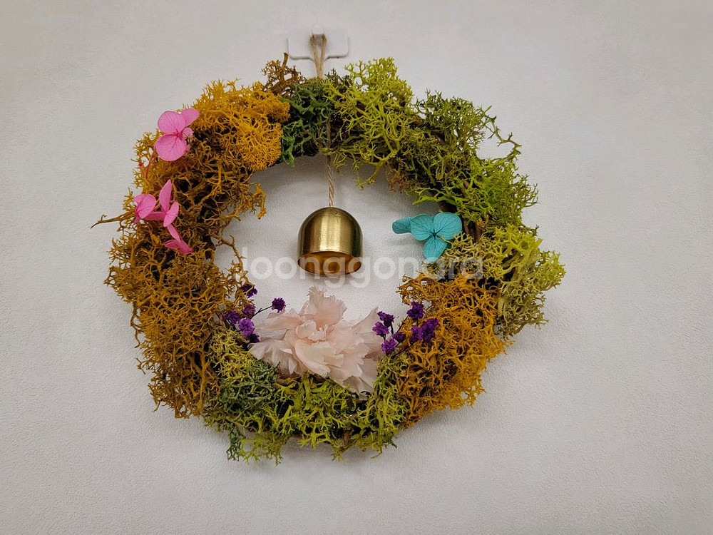 [새상품]프리저브드플라워 리스15cm(스칸디아모스,현관--3