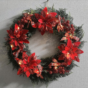 새상품)대형 크리스마스 리스 펄열매 포인세티아 조화