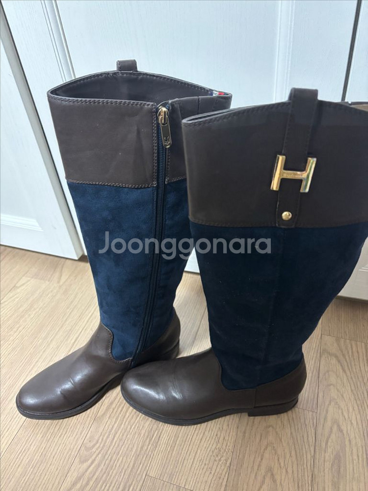 상태최상 타미힐피거 가죽 스웨이드 롱부츠 230 방한부츠 겨울 부츠--0