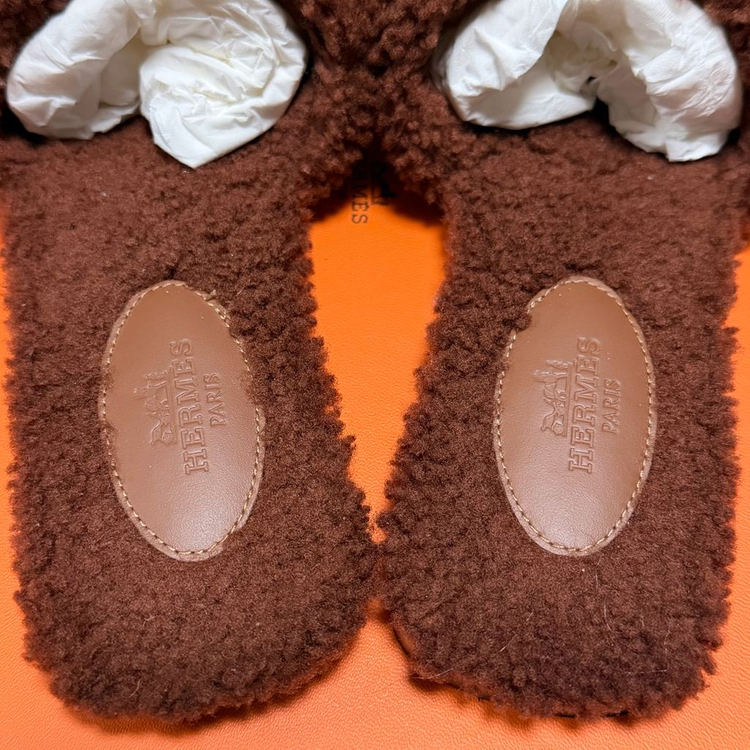 [S+급/36.5] 에르메스 오란 시어링 퍼 샌들 슬리퍼--7