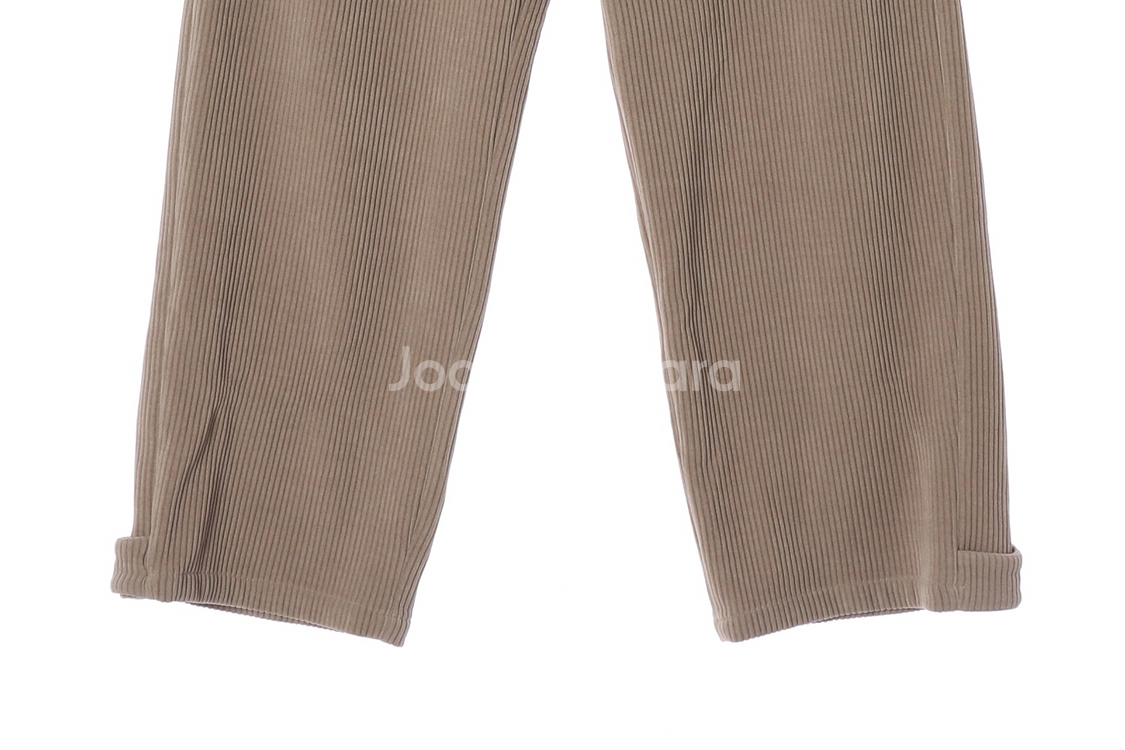 [L]자라 베이지 코듀로이 와이드 슬랙스 밑단 버튼 바지 팬츠--3