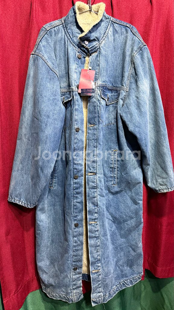 볼륨 데님 양털기모 롱코트 FREE--0