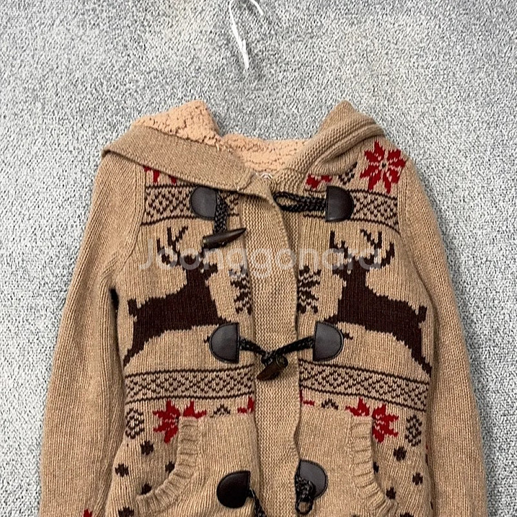 티니위니 빈티지 패턴 더플 떡볶이 후드 니트 가디건 XS--2