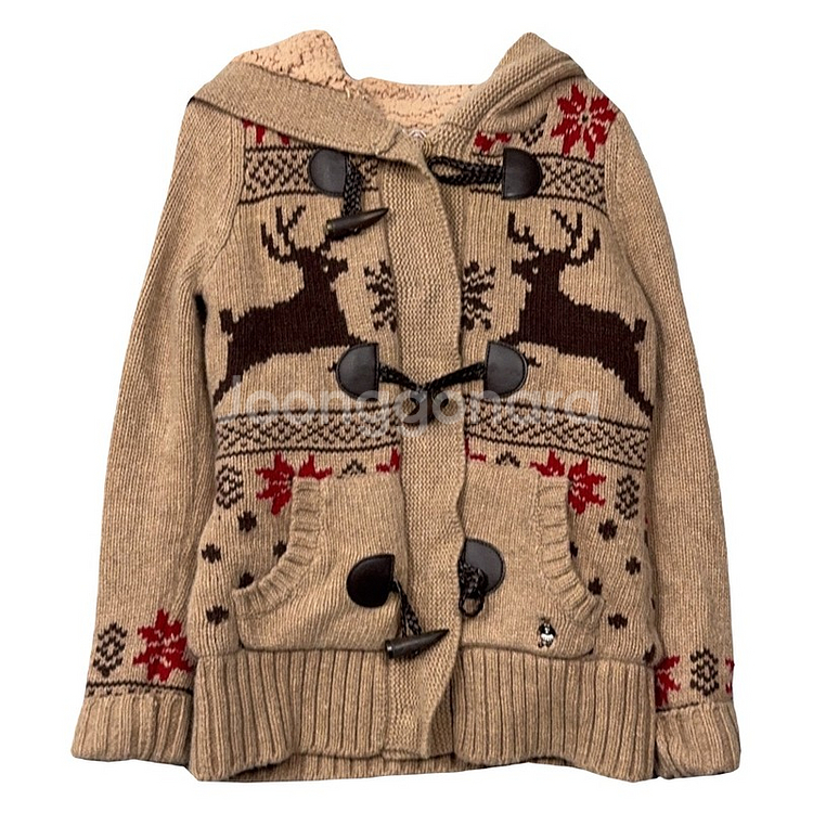 티니위니 빈티지 패턴 더플 떡볶이 후드 니트 가디건 XS--0