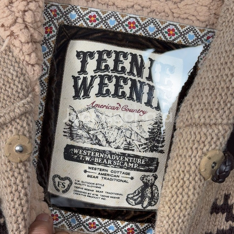 티니위니 빈티지 패턴 더플 떡볶이 후드 니트 가디건 XS--5