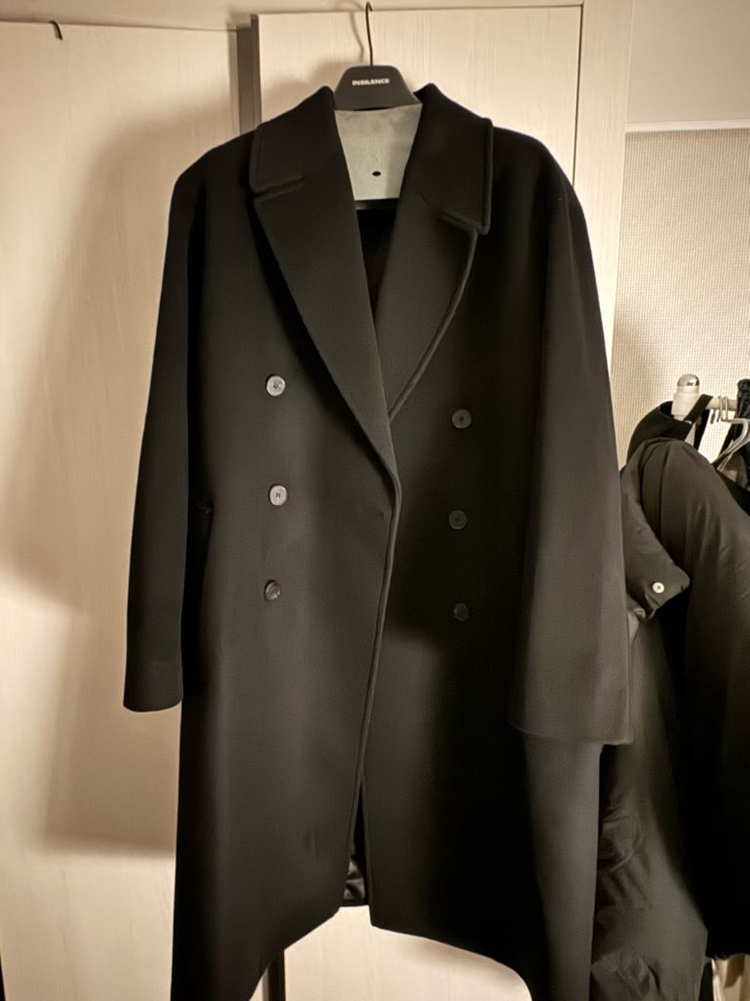 인사일런스 캐시미어 더블 롱 코트 블랙 M 이미지