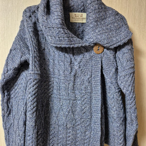 아란 스웨터 마켓 케이블 니트 메리노울 가디건 블루