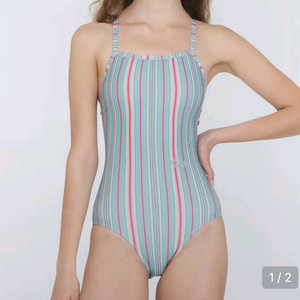 새상품) 루프루프 원피스 수영복 L사이즈 (밀키 스트라이프)