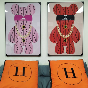 샤넬 베어브릭 감성 대형 그림액자 그림 액자 팝아트 인테리어소품 명품그림 명품액자 꽃 곰인형 콜라보 인테리어