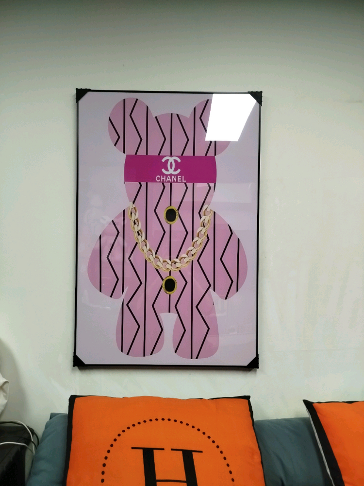 샤넬 베어브릭 감성 대형 그림액자 그림 액자 팝아트 인테리어소품 명품그림 명품액자 꽃 곰인형 콜라보 인테리어--8