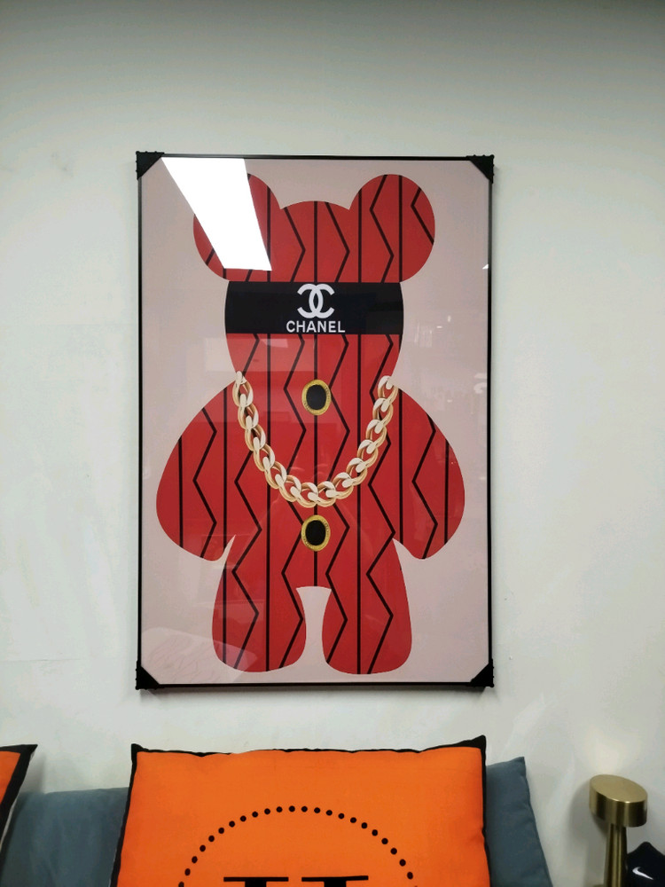 샤넬 베어브릭 감성 대형 그림액자 그림 액자 팝아트 인테리어소품 명품그림 명품액자 꽃 곰인형 콜라보 인테리어--9