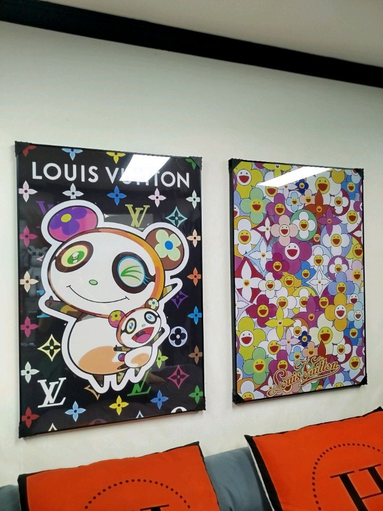 루이비통 캐릭터 감성 대형 그림액자 그림 액자 팝아트 인테리어소품 명품그림 명품액자 꽃 곰인형 콜라보 인테리어--6