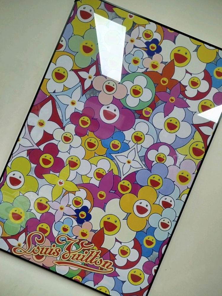 루이비통 카이카이키키 대형 그림액자 그림 액자 팝아트 인테리어소품 명품그림 명품액자 꽃 곰인형 콜라보 인테리어--1