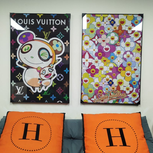 루이비통 카이카이키키 대형 그림액자 그림 액자 팝아트 인테리어소품 명품그림 명품액자 꽃 곰인형 콜라보 인테리어